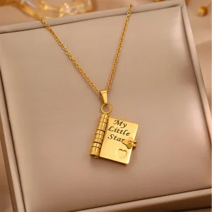 Collier livre coeur Little Star or fille
