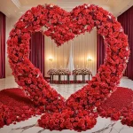 arche coeur roses artificielles rouges