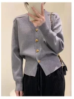 Cardigan tricot noir col V