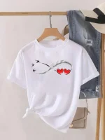 Plus Size T shirt infini coeur blanc