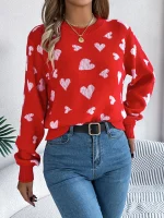Tricot féminin rouge et rosee