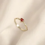 bague coeur rouge en argent