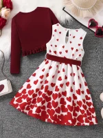tenue coeur rouge et blanc pour enfants