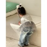 jeans fille avec dentelle