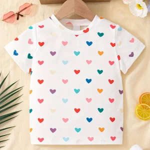 t-shirt coeur multicolorfille