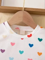 t-shirt été coeur multicolorfille