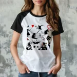 T-shirt noir et blanc motif Banksy