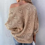 Pull femme ajouré cœur