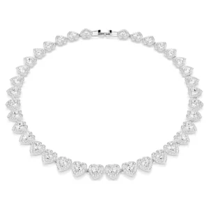 noble magnifique collier coeur zircon argent