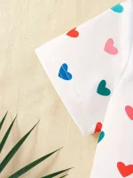 t-shirt fille coeur multicolorfille