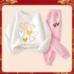 ensemble sweat pantalon coeur pastel