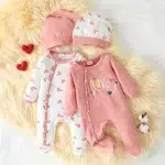 pyjama à coeurs blanc et rose