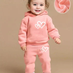 Ensemble sport pour fillette double coeur