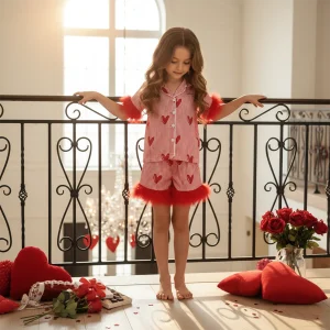 Pyjama été coeur fillette froufou