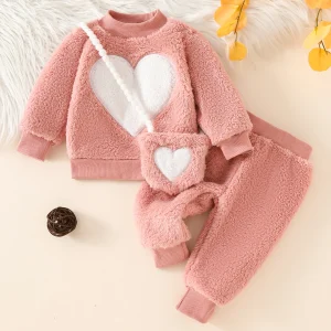 Ensemble chaud pull, pantalon, sac coeur
