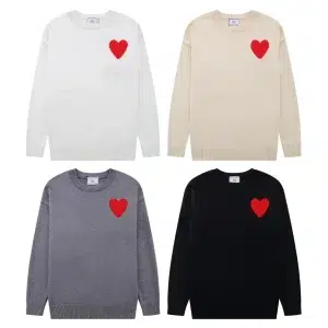 Pull coeur homme femme manche longue