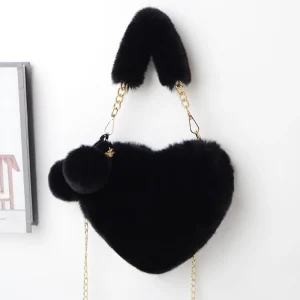 Sac à main coeur peluche et boules