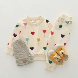 Ensemble printemps automne bébé coeur ballons colorés tuque