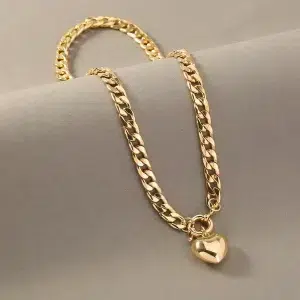 Collier coeur chaîne à gros maillons couleur or