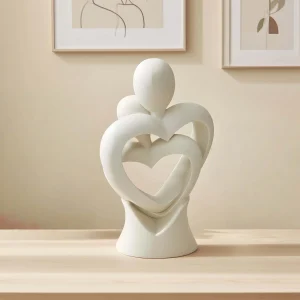 Statuette amoureux abstraite coeur enlacés