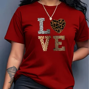 T-Shirt femme coeur mode Love léopard