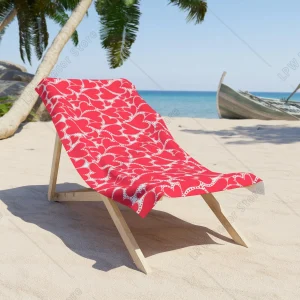 Grande serviette de plage mosaïque coeur rouge