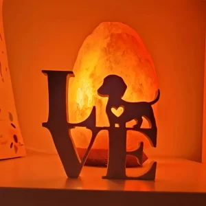Sculpture LOVE coeur teckel en bois