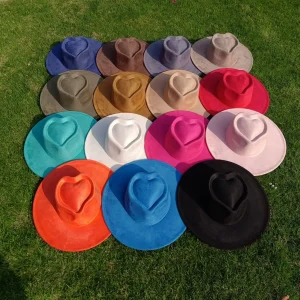 Chapeau fédora coeur suède végan uni