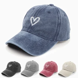 Casquette de baseball pour femme coeur délavée