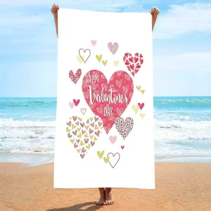 Serviette de plage coeur 27 x 55 " Valentine blanche