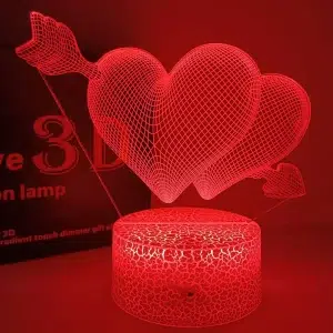 Lampe veilleuse coeur 3D romantique