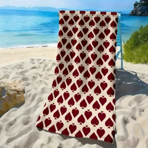 Serviette de plage style rétro coeur