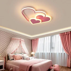 Plafonnier LED coeur triple blanc et rose
