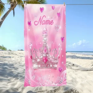 Serviette de plage personnalisable princesse coeur