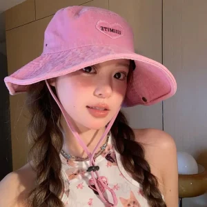 Chapeau pêcheur pliable coeur rose femme