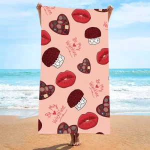 Serviette de plage coeur 27 x 55 " bisou