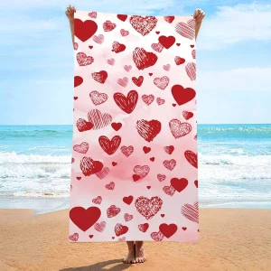 Serviette de plage microfibre coeurs tachetés, différents modèles