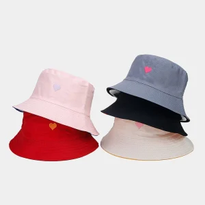 Chapeau Bob Coeur femme deux tons réversible en coton