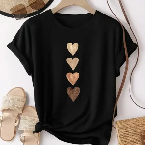 T-Shirt Femme 4 coeur noir ou blanc