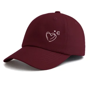 Casquette baseball femme double coeur papillon