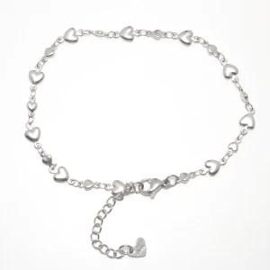 Chaîne de cheville argent sterling petits et grands coeurs