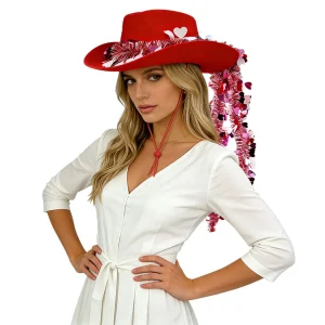 Chapaeu de cowboy coeur avec boa