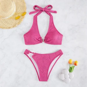 Bikini coeur motif floral blanc ou rose