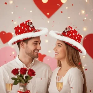 Chapeau de cowgirl coeur rouge froufrou blanc