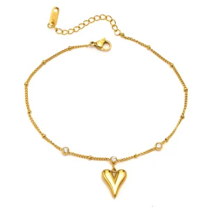 Chaîne de cheville pendentif coeur allongé chic