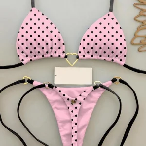Micro Bikini coeur Nouveauté rose noir polka dot