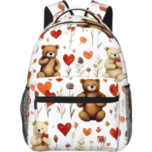 Cartable enfant sac à dos ours et coeurs