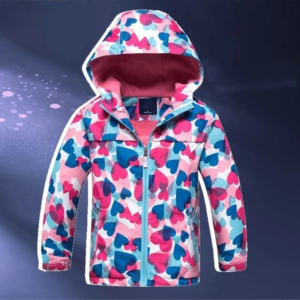 Jacquette doublée ultra douce coeur pour fille, coupe-vent