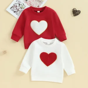 0-3ans pull coeur tricoté automne hiver rouge et blanc