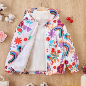 Veste coeur en polyester doublée chaude automne arc-en-ciel
